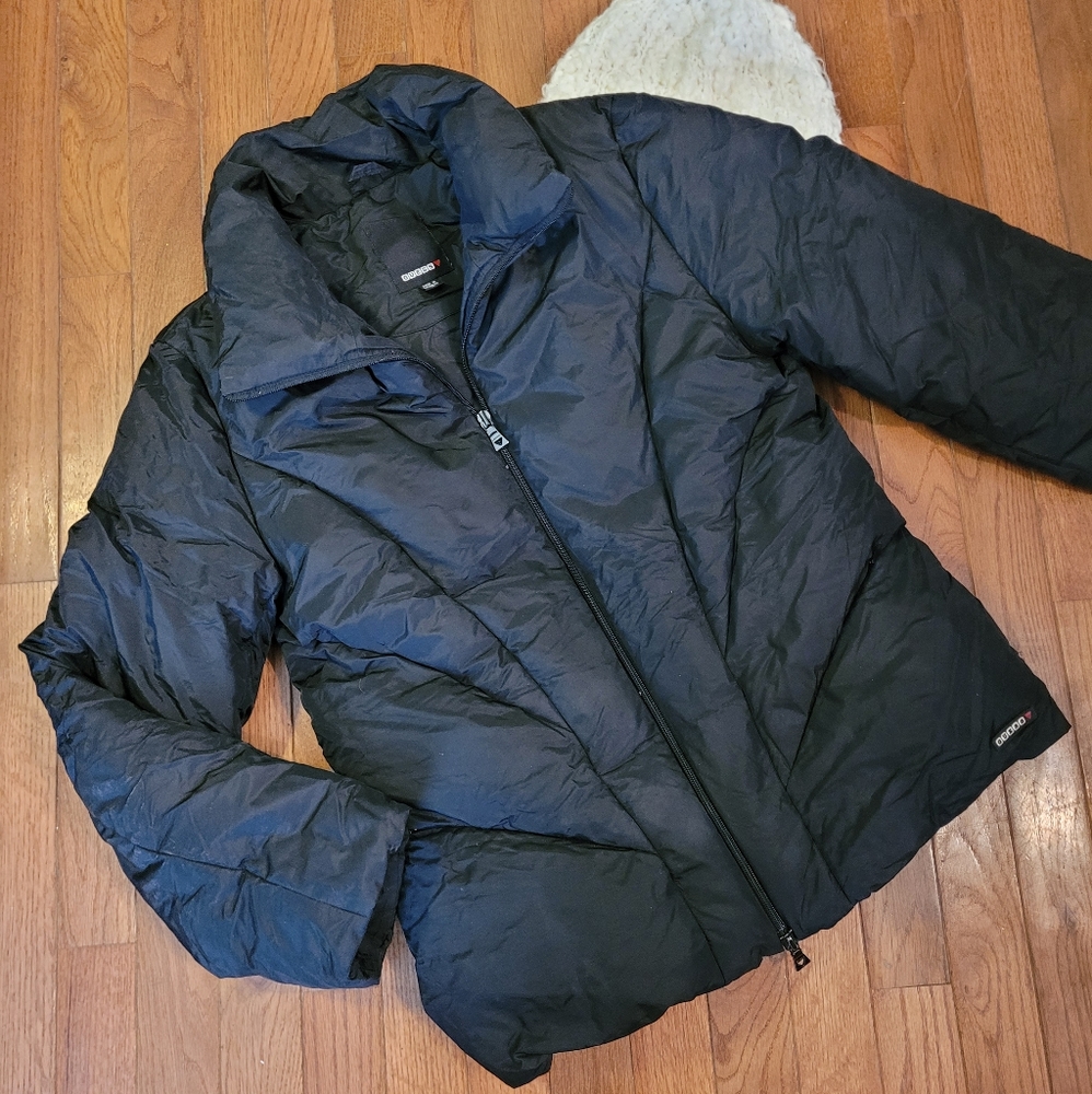 Guess Women's Zip Front Vtg Style Black Puffer Puff Coat Down Jacket Size Small